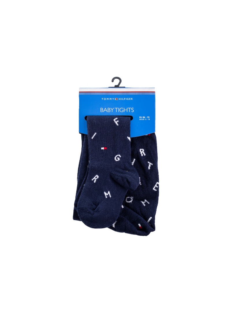 Granatowe Rajstopy Dziecięce TOMMY HILFIGER Baby Letter 320505001 085