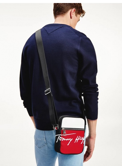 Saszetka TOMMY HILFIGER Th Signature Mini Reporter AM0AM07382 Blu