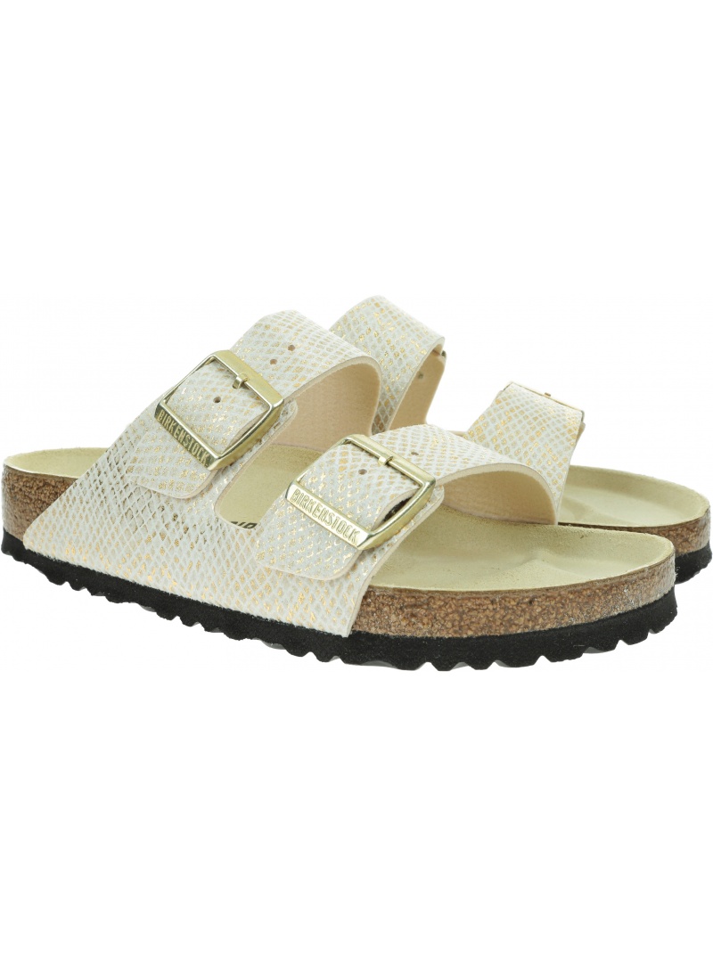 Klapki BIRKENSTOCK Arizona MF Shiny Python Eggshell 1018480