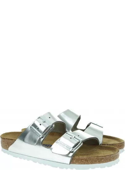 Klapki BIRKENSTOCK Arizona NL SFB Metallic Silver 1005960