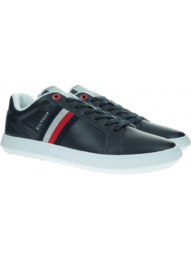 Sneakersy Męskie TOMMY HILFIGER Essential Leather Sneaker FM0FM03424 DW5