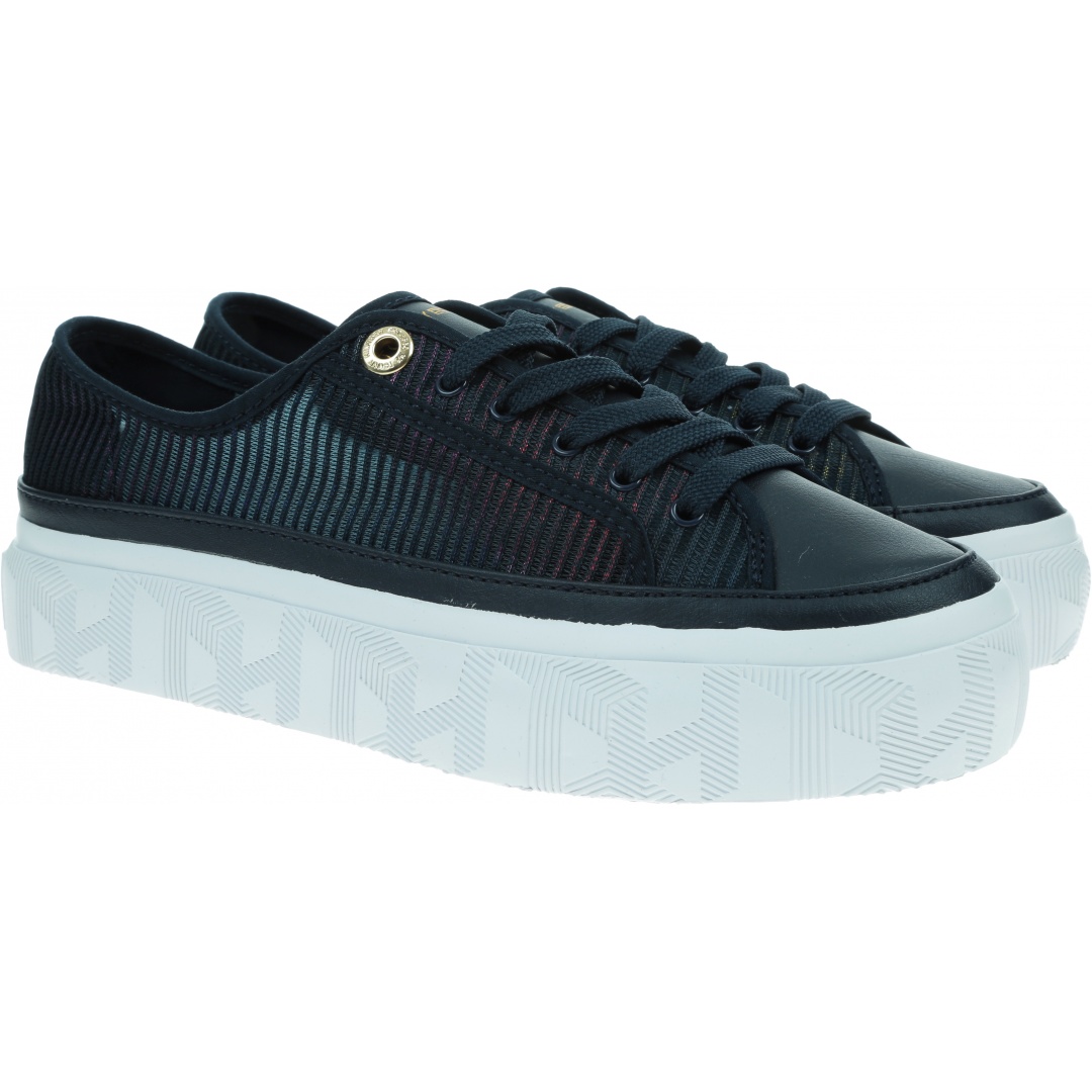 Granatowe Trampki TOMMY HILFIGER Glitter Transparent FW0FW05538 DW5