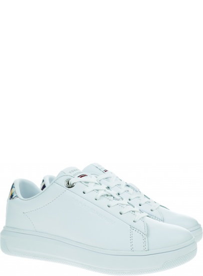 Białe Sneakersy TOMMY HILFIGER Monogram Leather Cup FW0FW05552 YBR