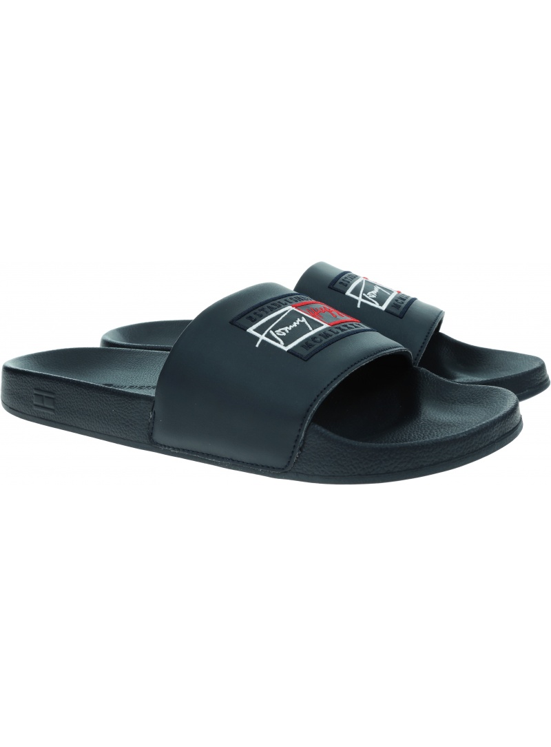 Granatowe Klapki TOMMY HILFIGER Embroidery Signature FM0FM03647 DW5
