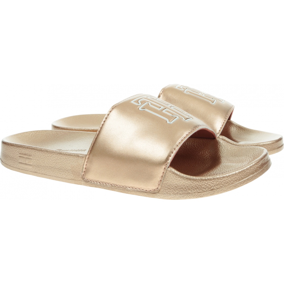 Klapki Damskie TOMMY HILFIGER FW0FW05759 Th Monogram Metallic 0JV