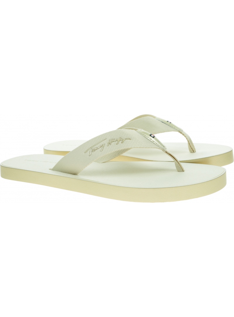 Japonki Damskie TOMMY HILFIGER Tommy Metallic Flat FW0FW05757 0LK Japonki Damskie TOMMY HILFIGER Tommy Metallic Flat FW0FW05757 0LK