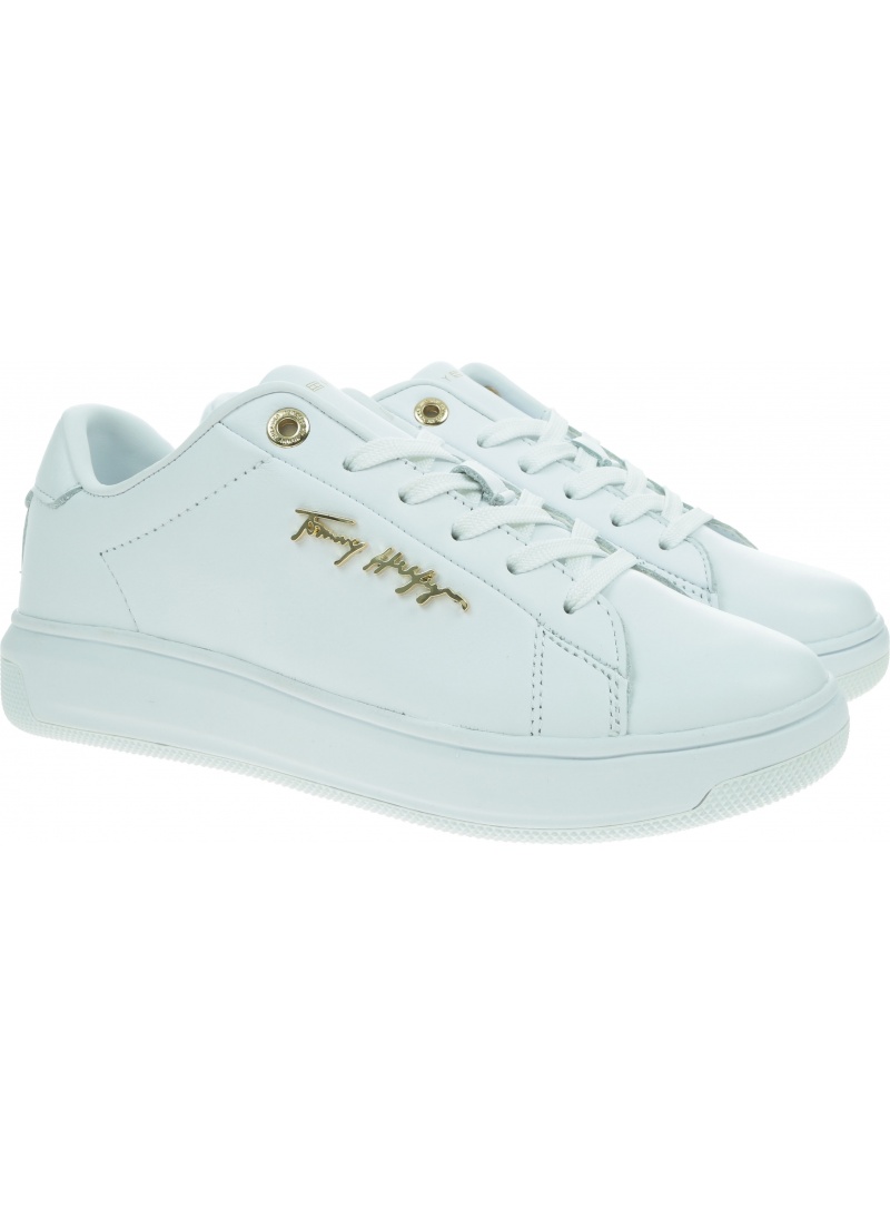 Białe Sneakersy TOMMY HILFIGER Signature Leather FW0FW05806 YBR