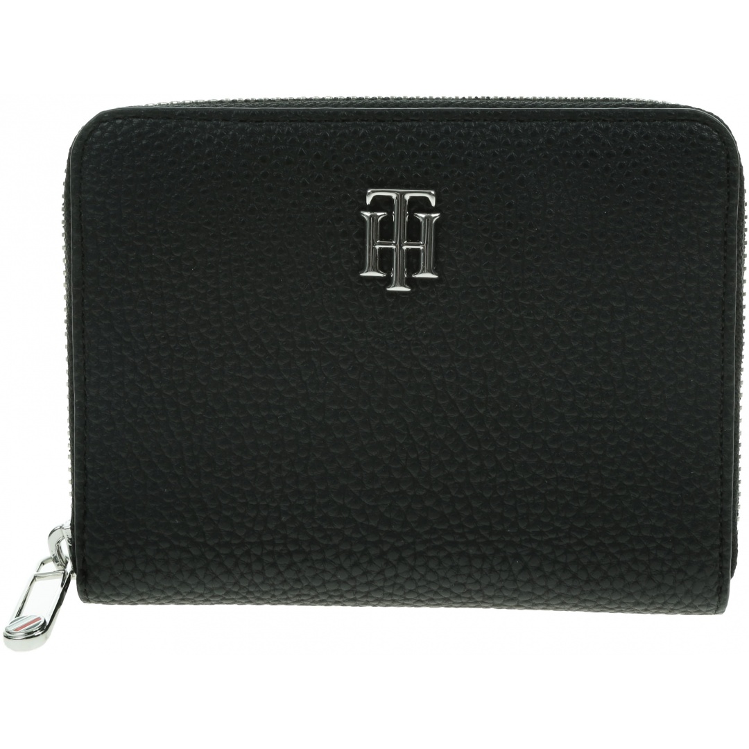 Czarny Portfel Damski TOMMY HILFIGER TH Element Med Zap Corp AW0AW10538 BDS