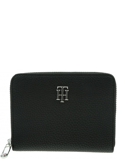 Czarny Portfel Damski TOMMY HILFIGER TH Element Med Zap Corp AW0AW10538 BDS
