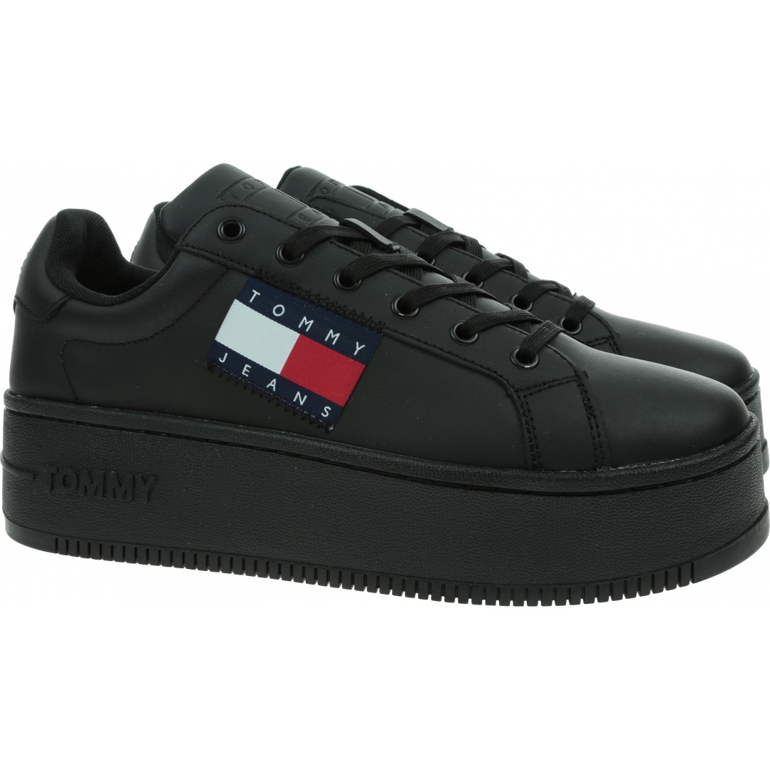 Sneakersy Damskie TOMMY JEANS Flatform Flag Branding Sneaker EN0EN01504 BDS