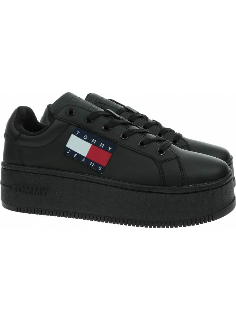 Sneakersy Damskie TOMMY JEANS Flatform Flag Branding Sneaker EN0EN01504 BDS