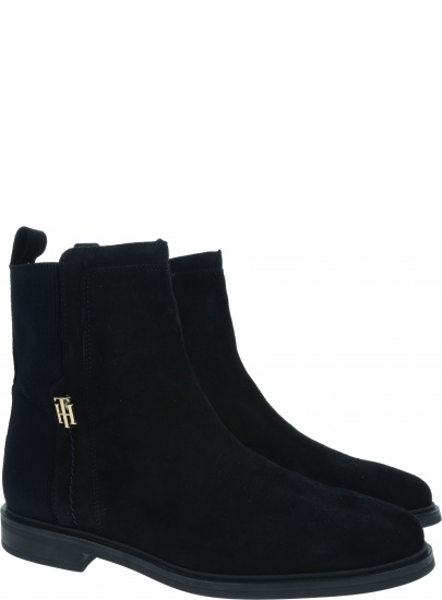 Granatowe Botki TOMMY HILFIGER Essential Flat Boot FW0FW05995 DW5