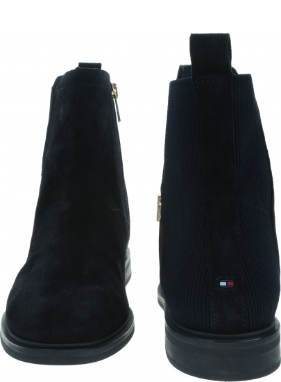 Granatowe Botki TOMMY HILFIGER Essential Flat Boot FW0FW05995 DW5