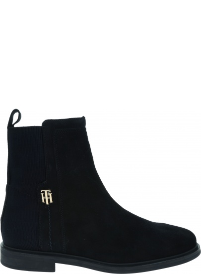 Granatowe Botki TOMMY HILFIGER Essential Flat Boot FW0FW05995 DW5