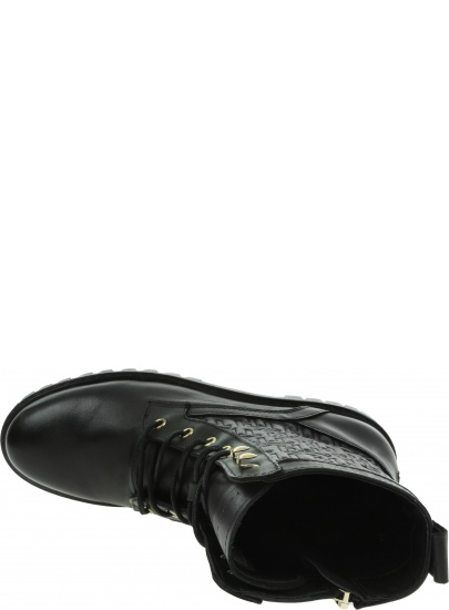 Czarne Glany Botki TOMMY HILFIGER Th Monogram Lace Up Boot FW0FW05994 BDS