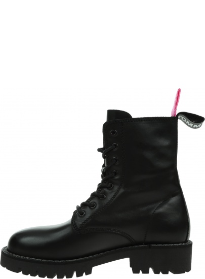 Czarne Glany Botki TOMMY JEANS Leather Lace Up EN0EN01543 BDS