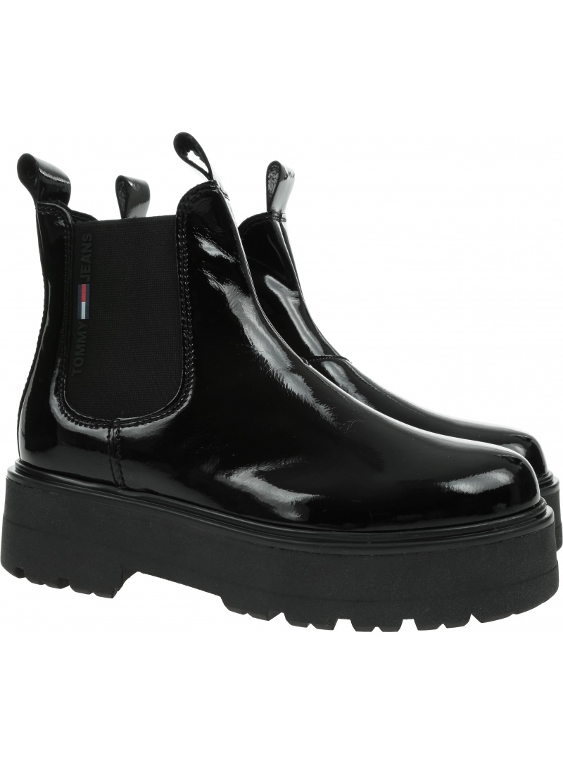 Lakierowane Sztyblety TOMMY JEANS EN0EN01548 BDS