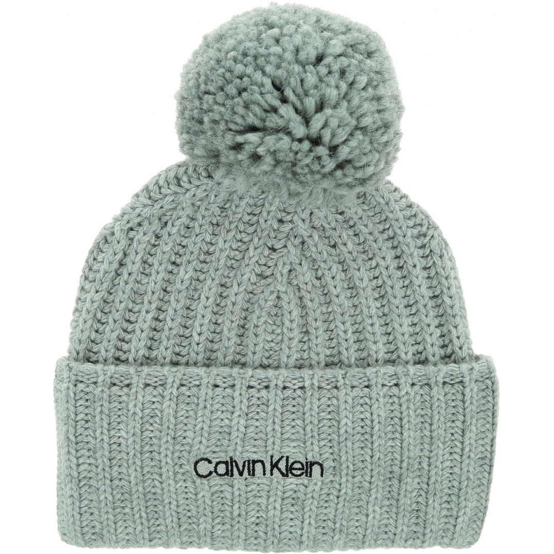 Szara Czapka Zimowa CALVIN KLEIN Beanie Oversized K60K608535 0IN