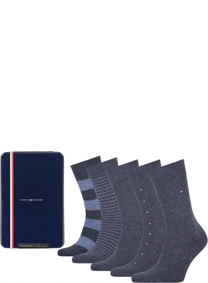 Skarpetki Męskie TOMMY HILFIGER 701210550 003 Th Men Sock 5P Tin Giftbox