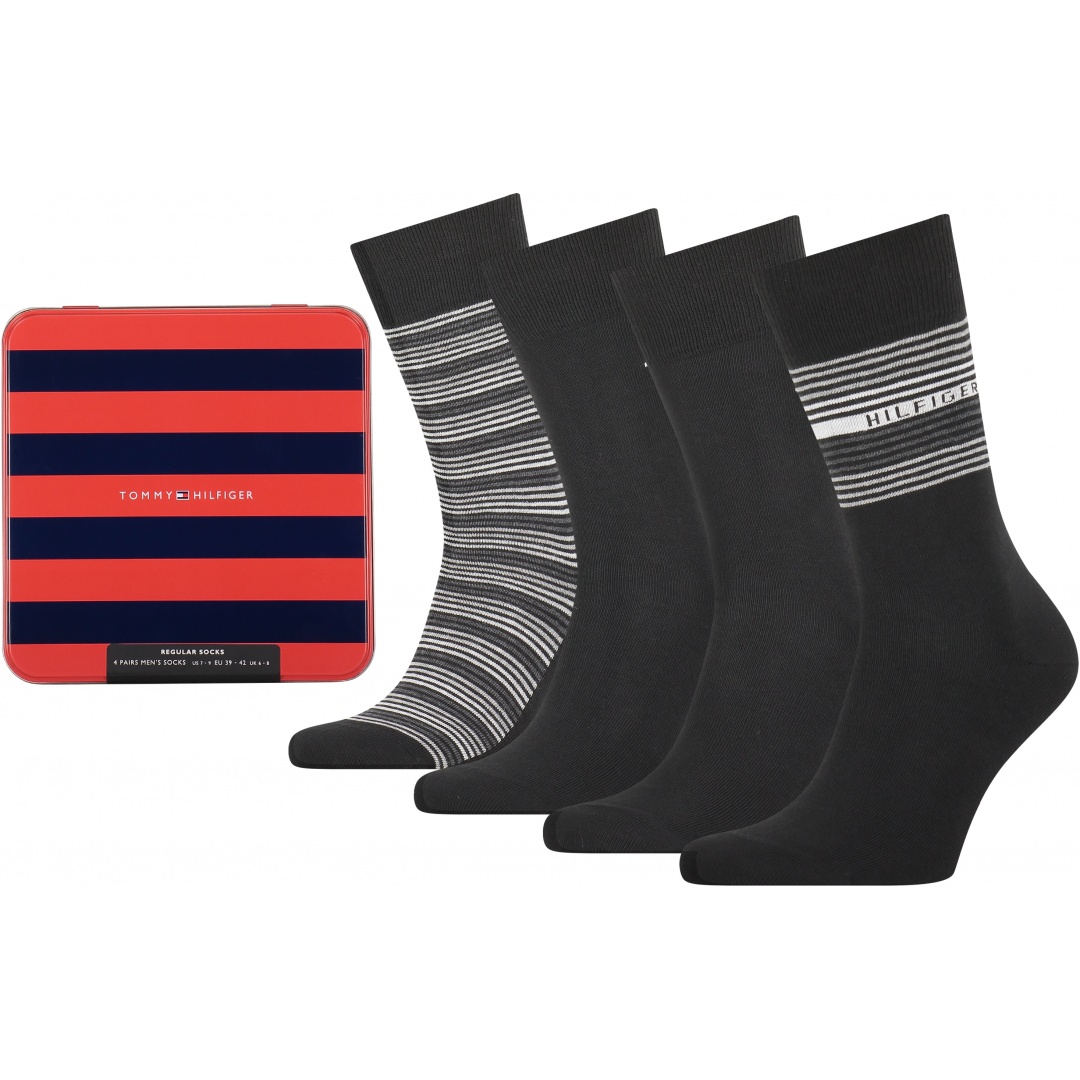 Skarpetki Męskie TOMMY HILFIGER 701210548 002 Th Men Sock 4P Tin Giftbox