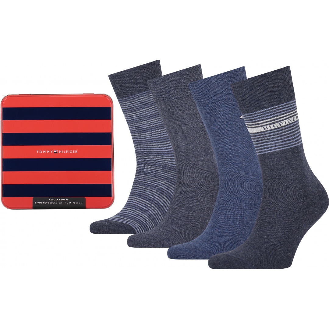 Skarpetki Męskie TOMMY HILFIGER 701210548 003 Th Men Sock 4P Tin Giftbox