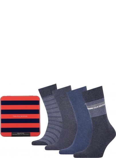 Skarpetki Męskie TOMMY HILFIGER 701210548 003 Th Men Sock 4P Tin Giftbox