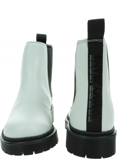 Białe Sztyblety TOMMY JEANS Branded Tape Chelsea Boot EN0EN01577 YBL