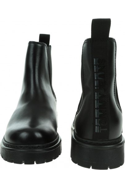 Czarne Sztyblety TOMMY JEANS Branded Tape Chelsea Boot EN0EN01577 BDS