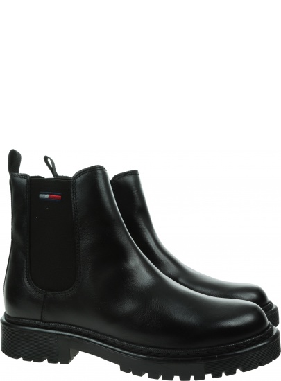 Czarne Sztyblety TOMMY JEANS Branded Tape Chelsea Boot EN0EN01577 BDS