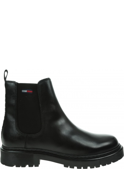 Czarne Sztyblety TOMMY JEANS Branded Tape Chelsea Boot EN0EN01577 BDS