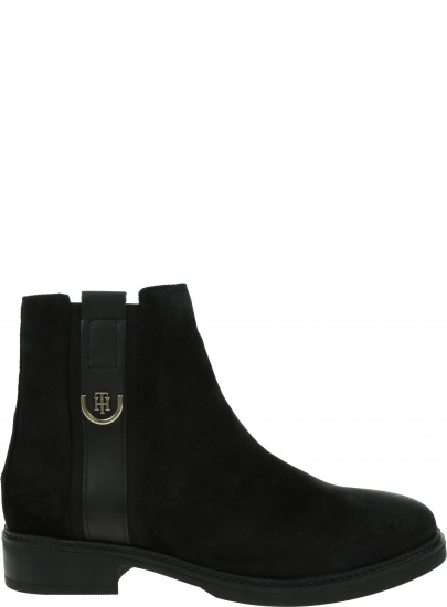 Czarne Botki TOMMY HILFIGER Th Hardware Suede FW0FW05974 BDS