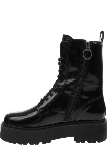 Czarne Glany Botki TOMMY JEANS Patent Lace Up Flat EN0EN01539 BDS
