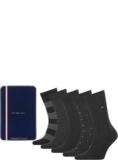 Skarpetki Męskie TOMMY HILFIGER 701210550 002 Th Men Sock 5P Tin Giftbox