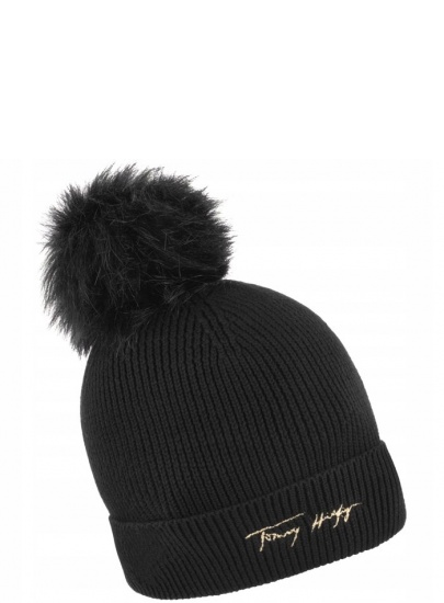 Czarna Czapka Zimowa TOMMY HILFIGER Beanie AW0AW10996 BDS