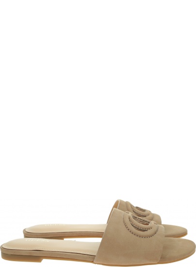 Logowane Skórzane Klapki GUESS Tashia FL6TASLEA19 TAUPE