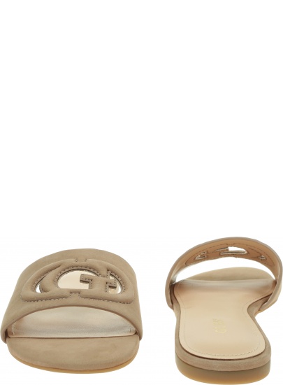 Logowane Skórzane Klapki GUESS Tashia FL6TASLEA19 TAUPE
