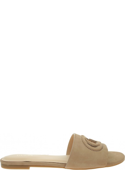 Logowane Skórzane Klapki GUESS Tashia FL6TASLEA19 TAUPE