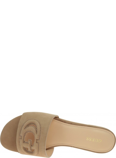 Logowane Skórzane Klapki GUESS Tashia FL6TASLEA19 TAUPE