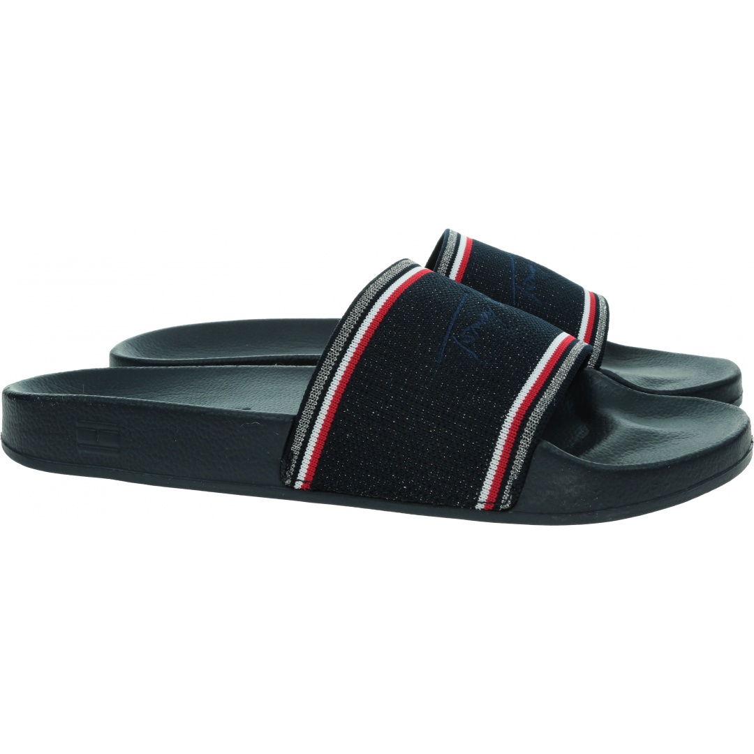 Klapki Damskie TOMMY HILFIGER Essential Shiny Knit Pool Slide FW0FW06311