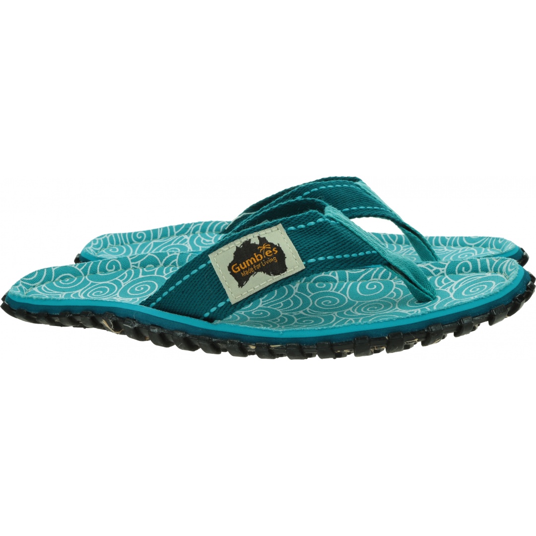 Japonki GUMBIES Islander Canvas Turquoise Swirls