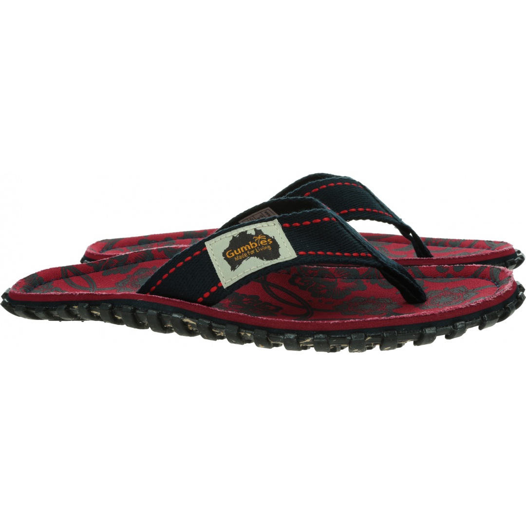 Japonki GUMBIES Islander Canvas Red Blue Rose