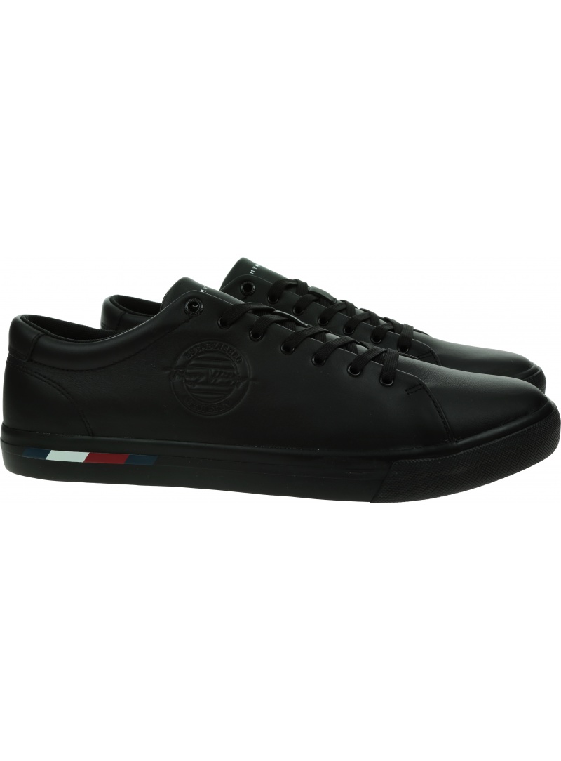 Trampki Męskie TOMMY HILFIGER Corporate Logo Leather Vulc FM0FM04076 BDS