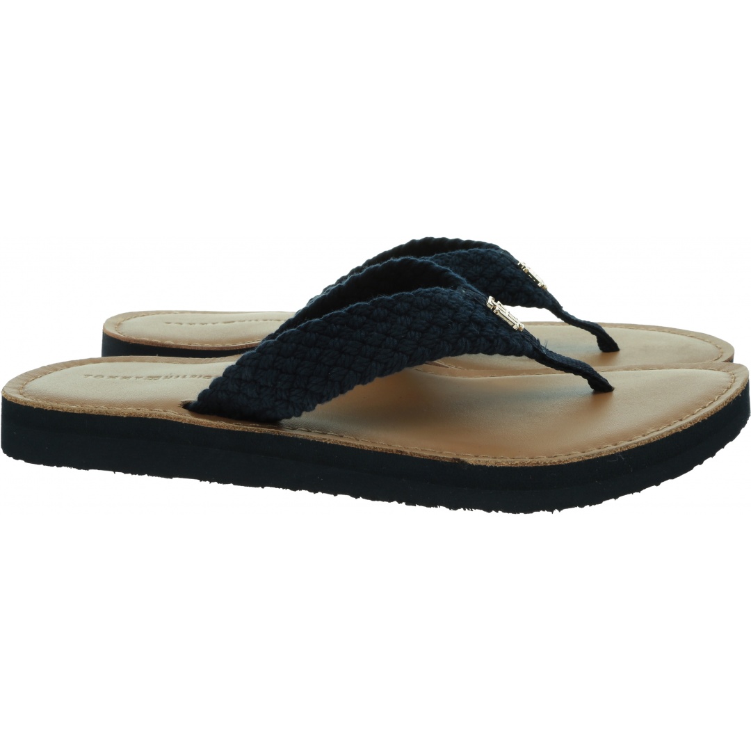 Japonki Damskie TOMMY HILFIGER Th Leather Footbed Beach Sandal FW0FW06335