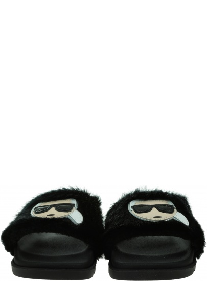 Klapki z Futerkiem KARL LAGERFELD Kondo Tred Ikonic Fur Slide KL80974 WF0