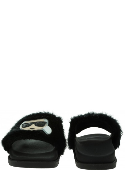 Klapki z Futerkiem KARL LAGERFELD Kondo Tred Ikonic Fur Slide KL80974 WF0