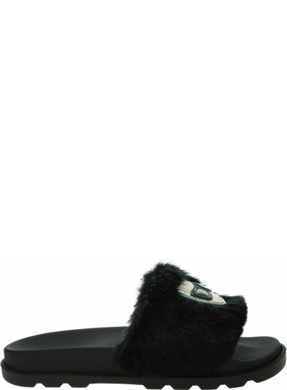 Klapki z Futerkiem KARL LAGERFELD Kondo Tred Ikonic Fur Slide KL80974 WF0