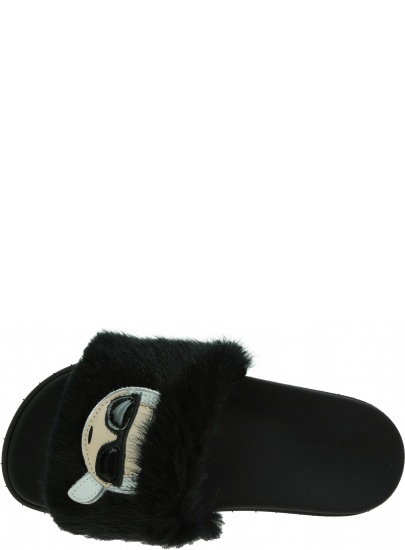 Klapki z Futerkiem KARL LAGERFELD Kondo Tred Ikonic Fur Slide KL80974 WF0