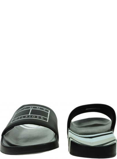 Klapki Męskie TOMMY HILFIGER Strips Hilfiger Pool Slide FM0FM04061 BDS