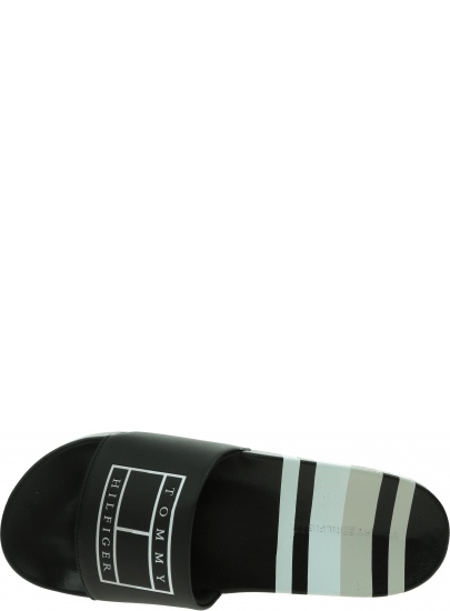 Klapki Męskie TOMMY HILFIGER Strips Hilfiger Pool Slide FM0FM04061 BDS