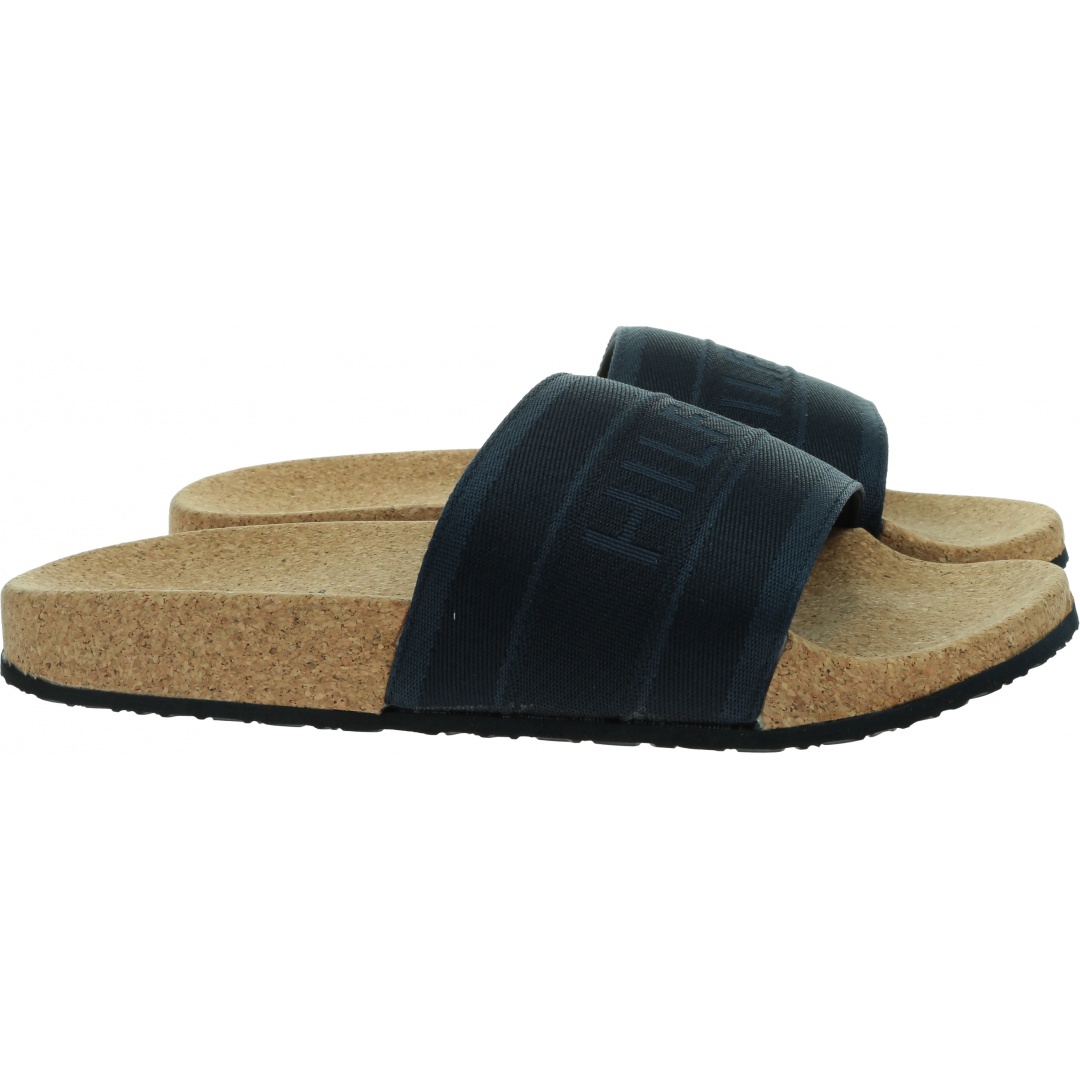 Klapki Damskie TOMMY HILFIGER Tommy Webbing Cork Pool Slide FW0FW06525 DW5